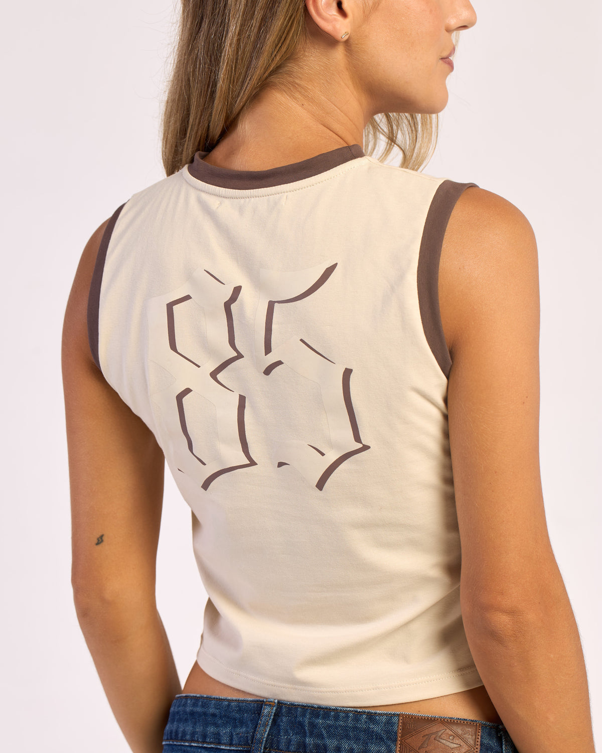 Musculosa Pacific Ringer Tank Ecru