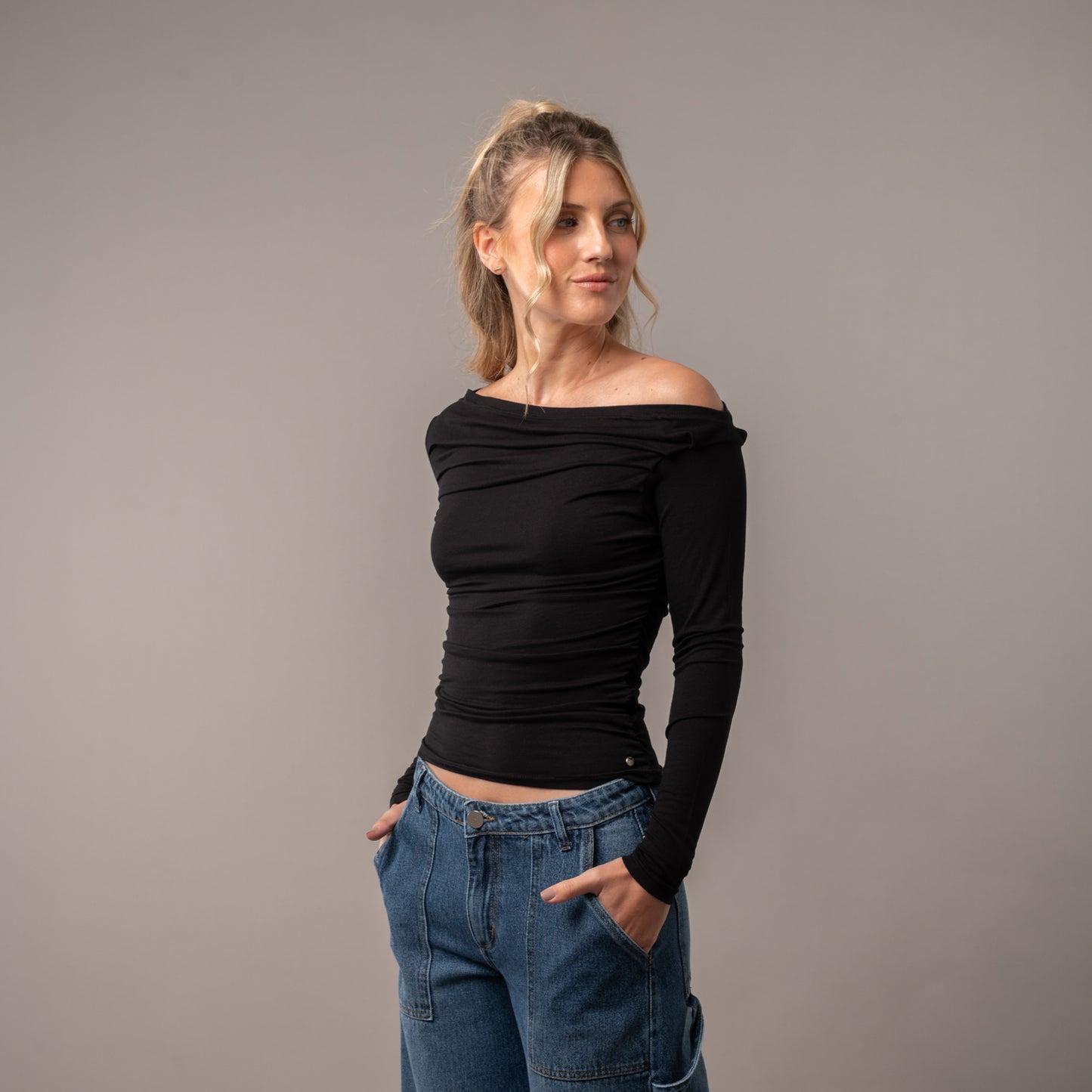 Fashion Top All Day Off Shoulder Black