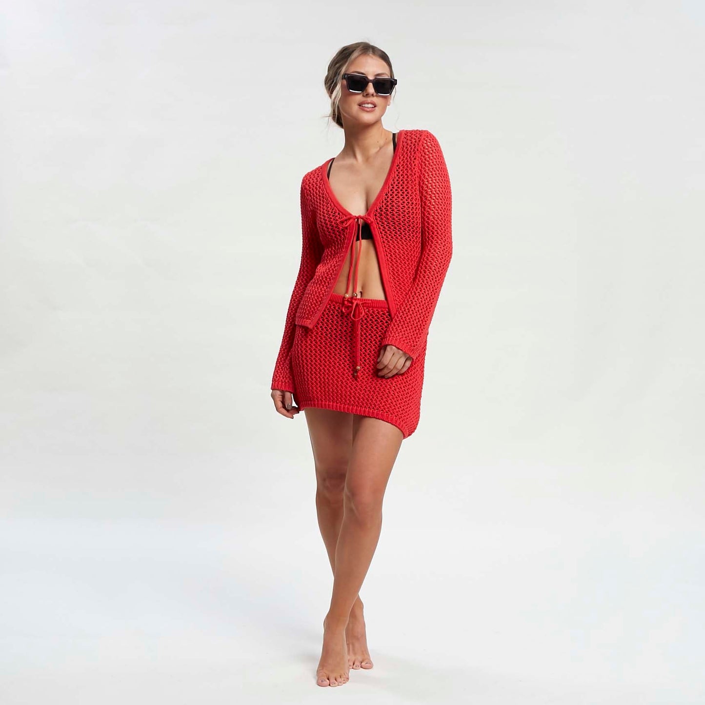 Pollera Amalfi Knit Skirt Fiesta Red