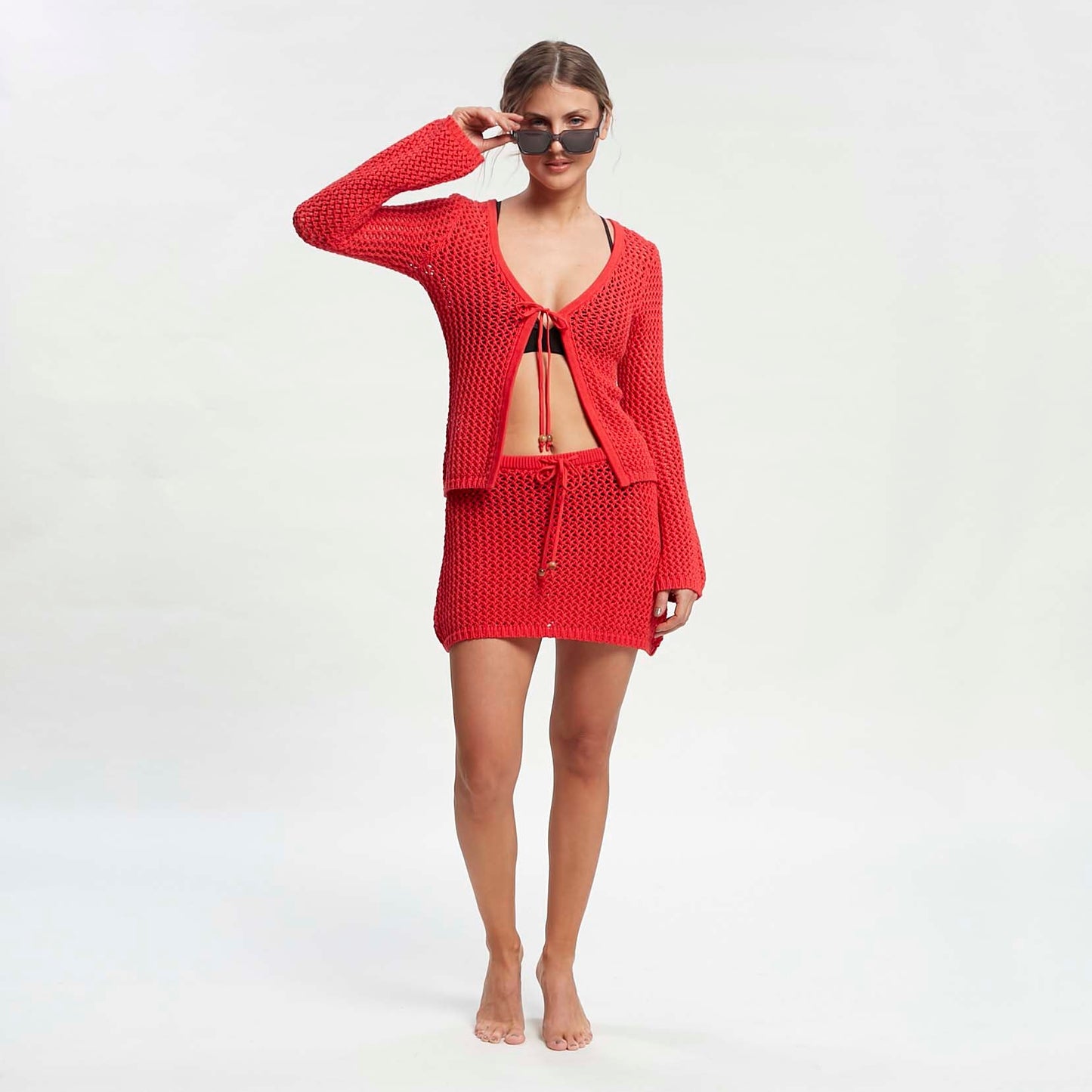 Pollera Amalfi Knit Skirt Fiesta Red