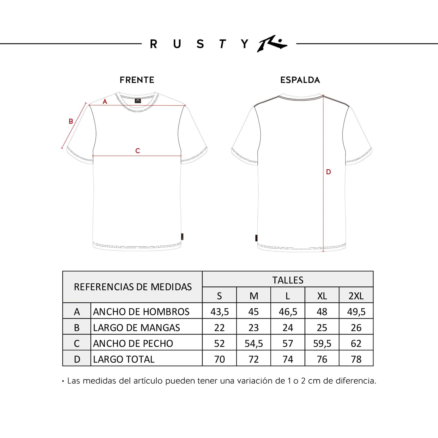 Remera Hombre Rusty Pack 2x1 All Night Blanco Y Negro