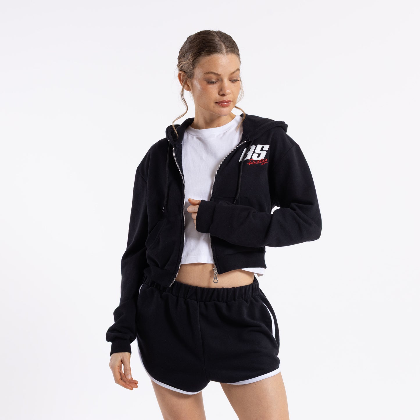 Campera Canguro Bronson Crop Ziphood Black