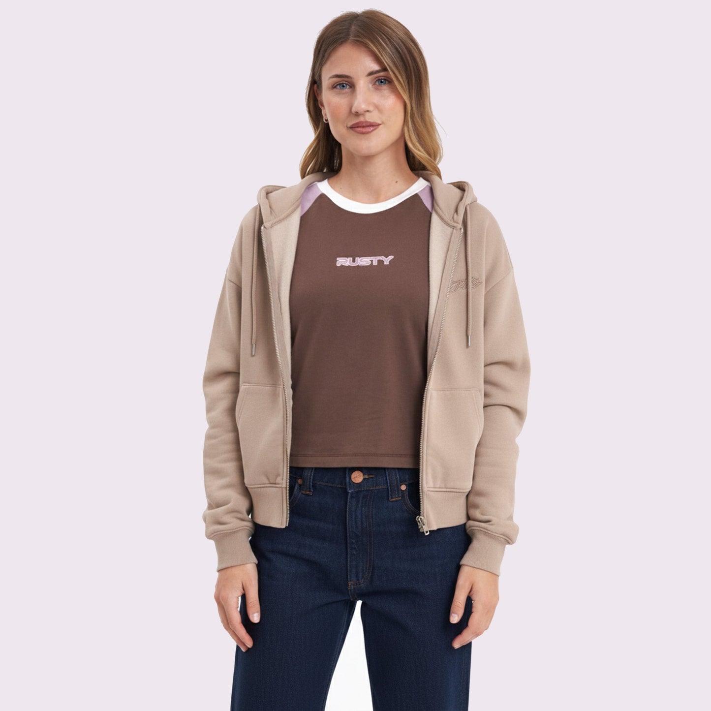 Campera Canguro Frankston Zip Taupe