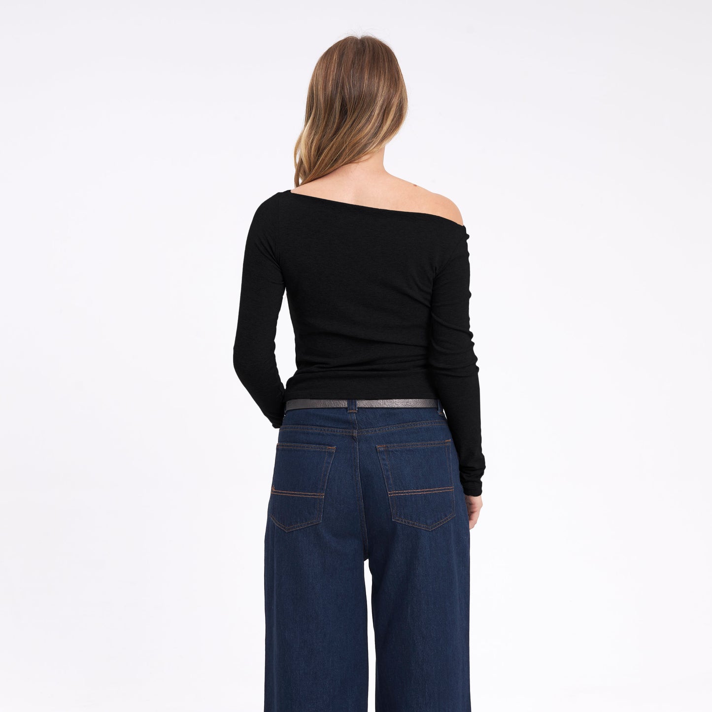 Fashion Top Groove Up One Shoulder Black