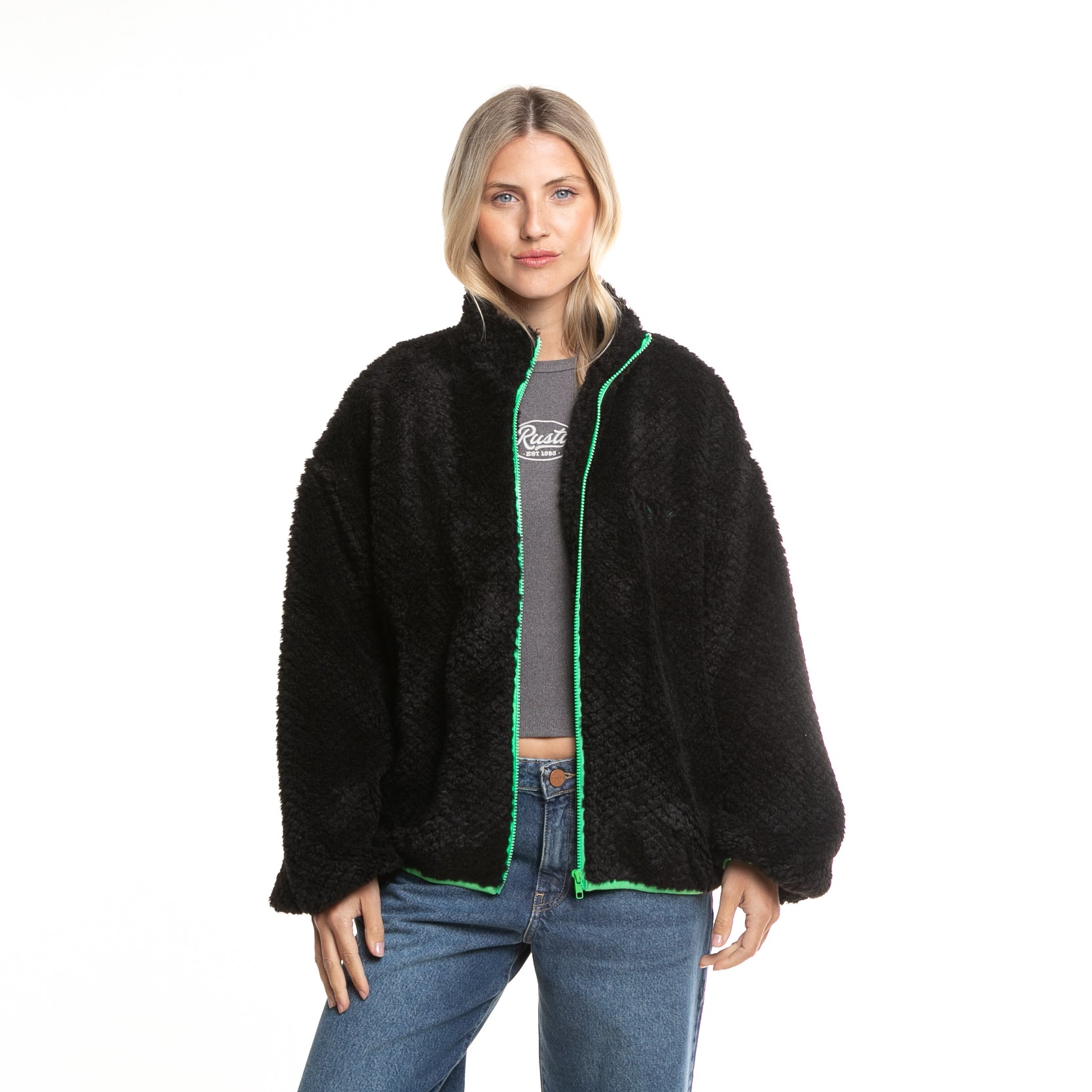 Campera Liviana Ollie Sherpa Zip Through Fleece* Black