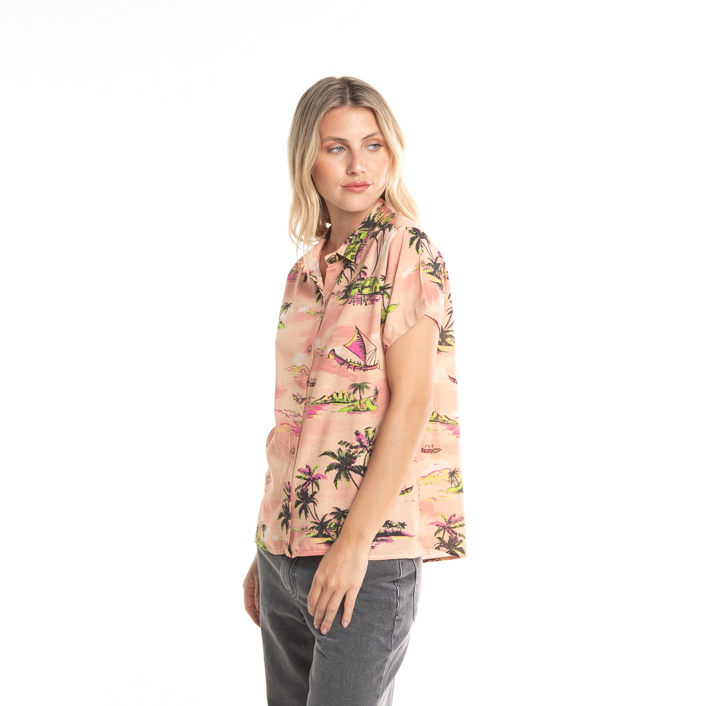 Camisa Mc Balnear Ld Mellow Peach