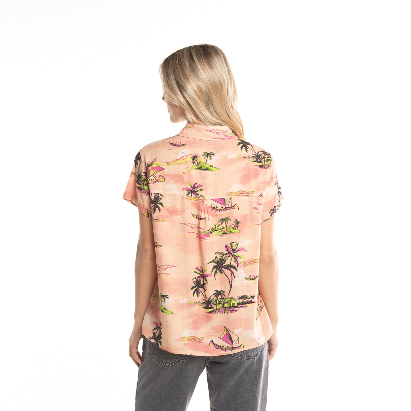 Camisa Mc Balnear Ld Mellow Peach