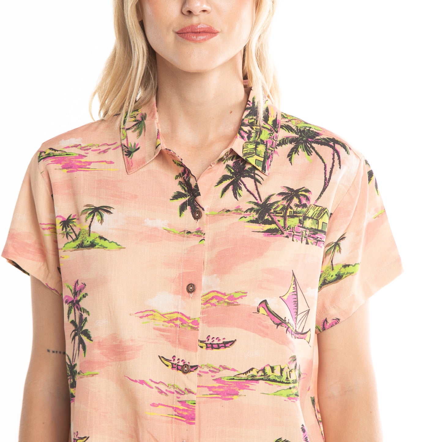 Camisa Mc Balnear Ld Mellow Peach