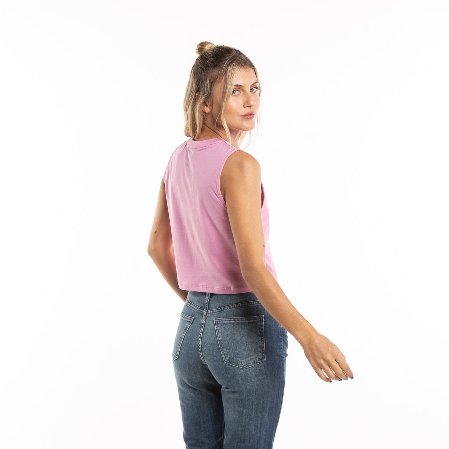 Musculosa Patch Crop Ld Rose Bloom