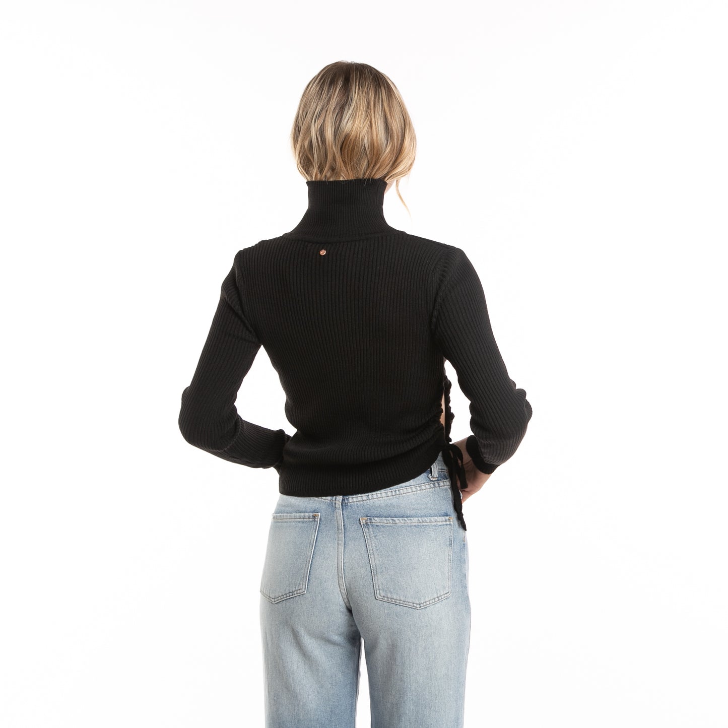 Sweater Gathered Hi Neck Knit