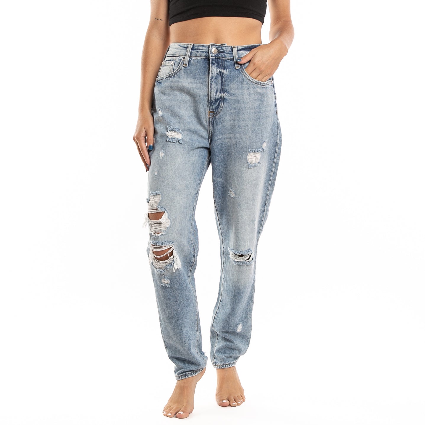 Jean Point Mom Ld Light Blue