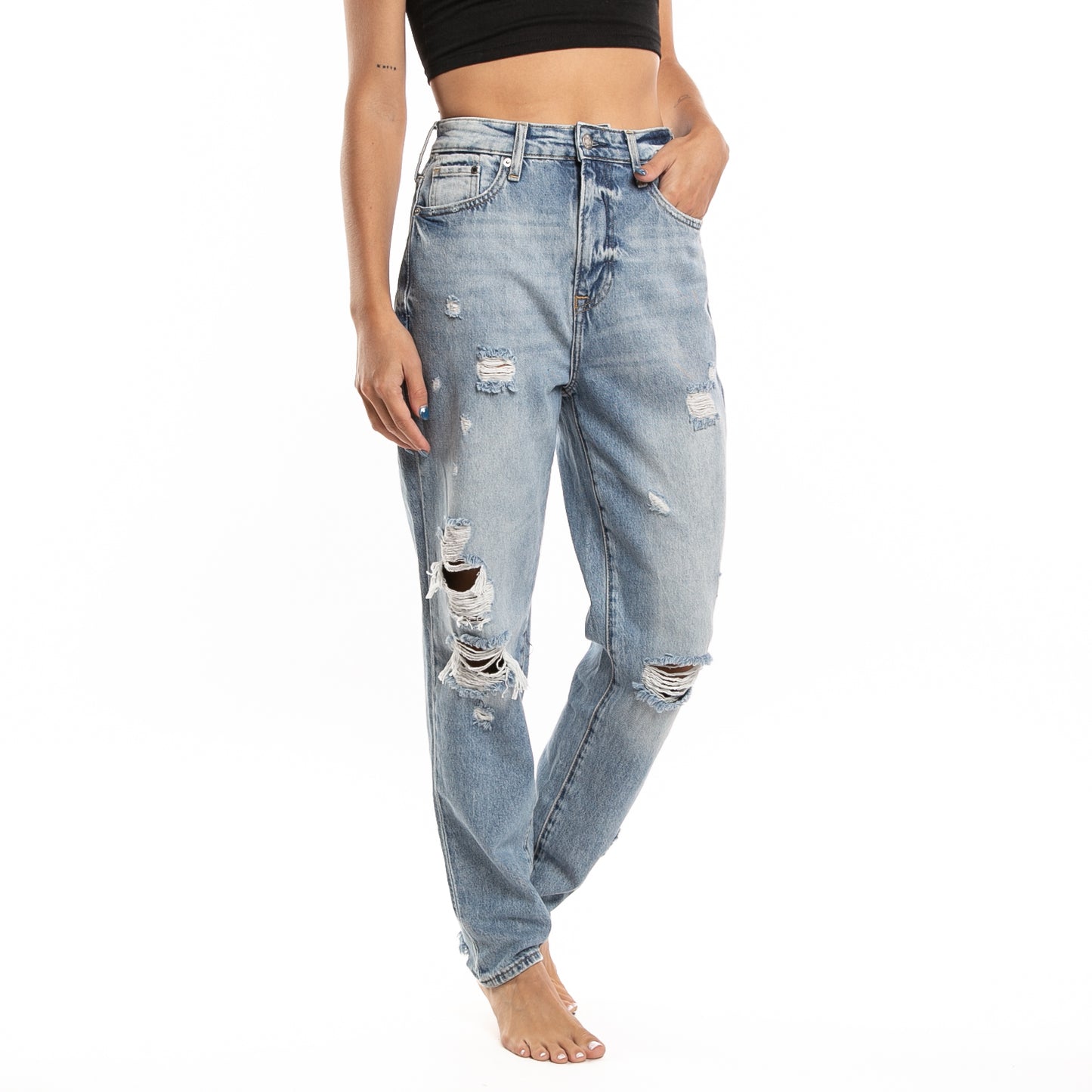 Jean Point Mom Ld Light Blue
