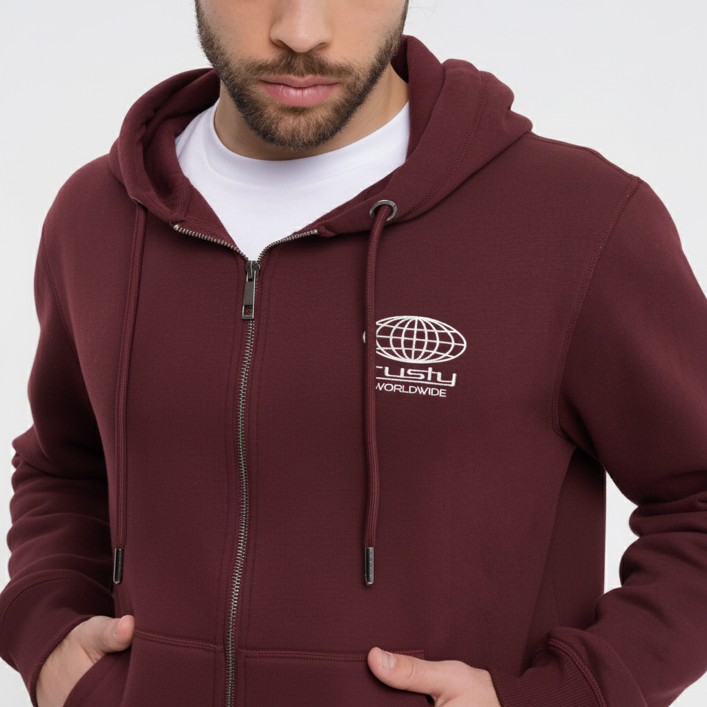 Campera Canguro One Logo Zip Brown Espresso