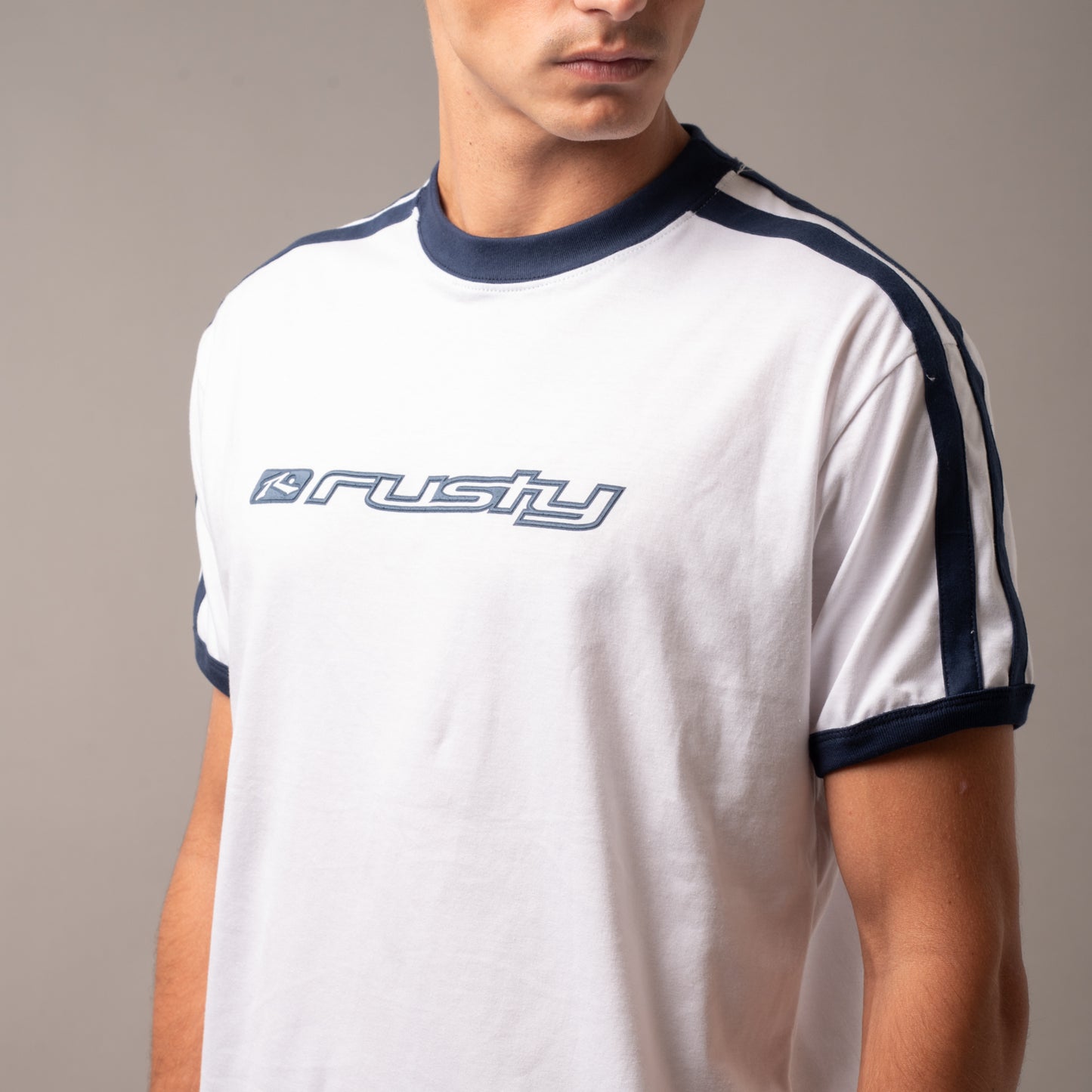 Remera Pedro White/Navy Blue