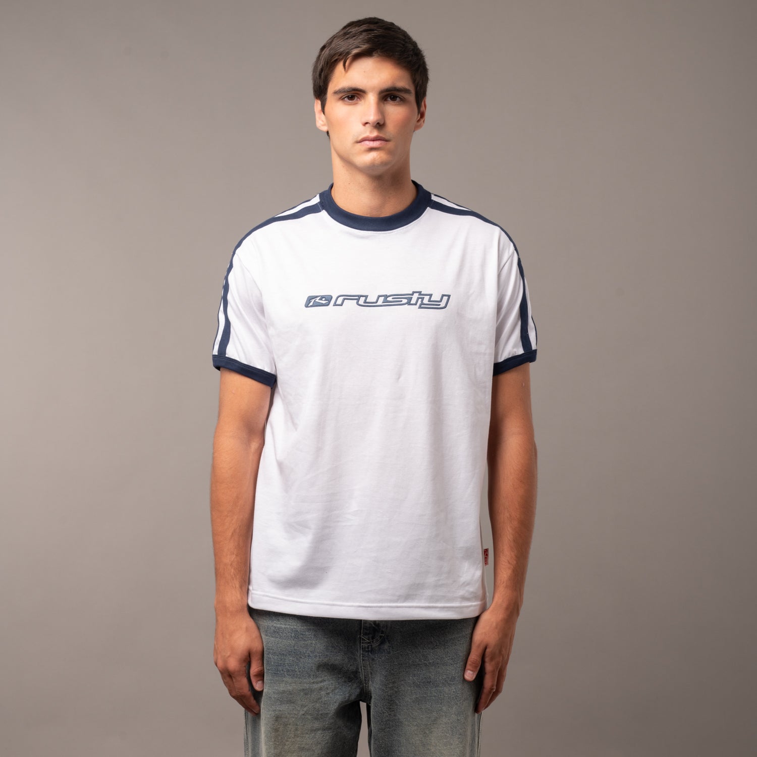 Remera Pedro White/Navy Blue