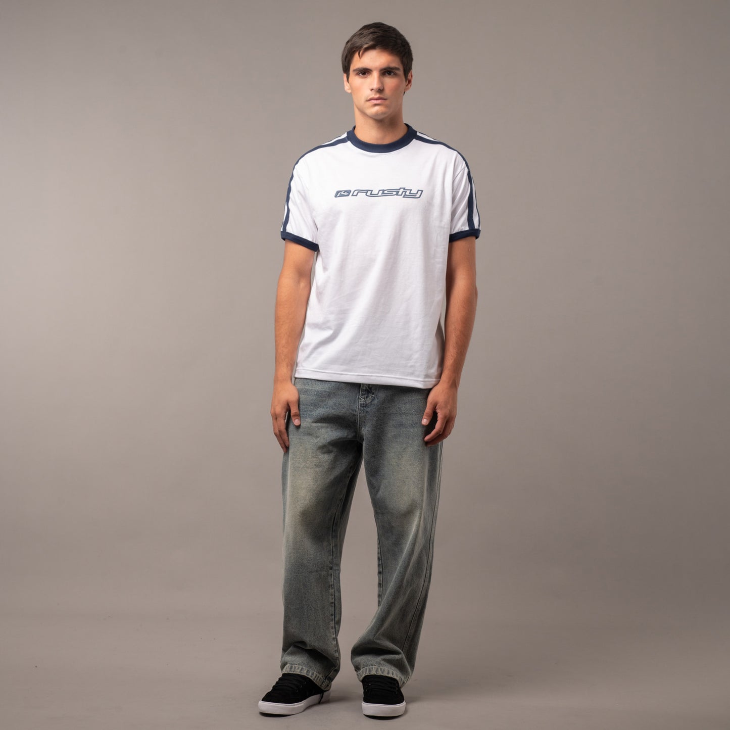 Remera Pedro White/Navy Blue