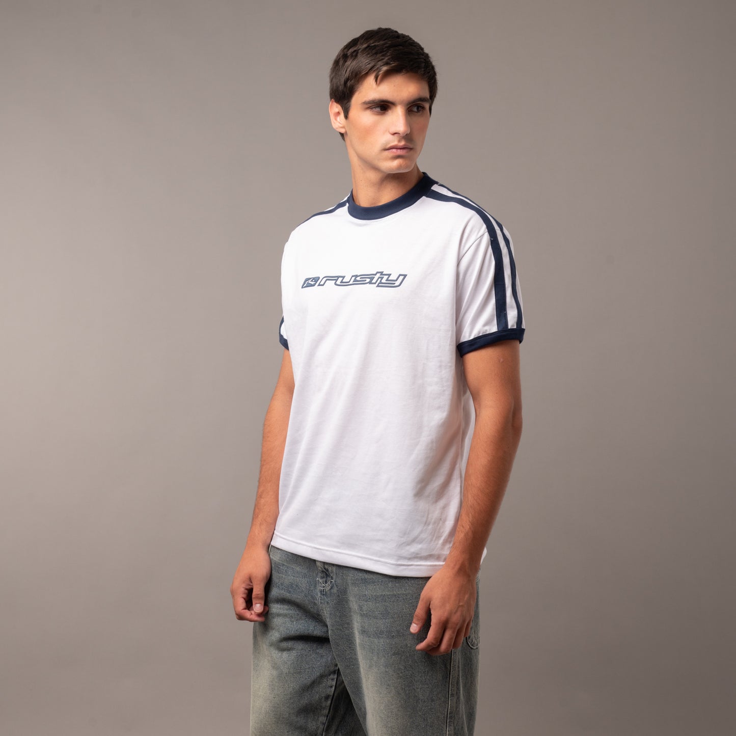Remera Pedro White/Navy Blue