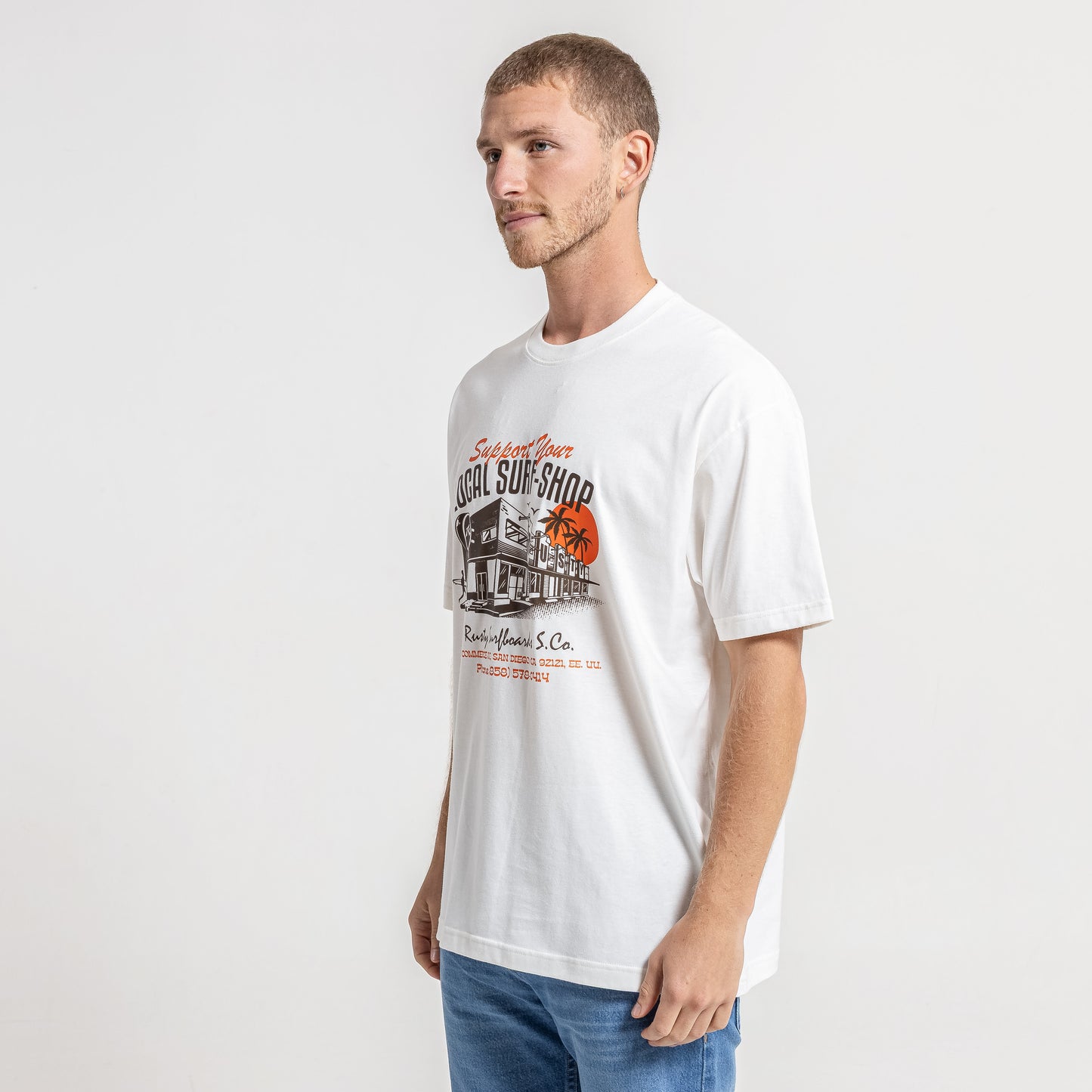 Remera Support Your Local Ecru