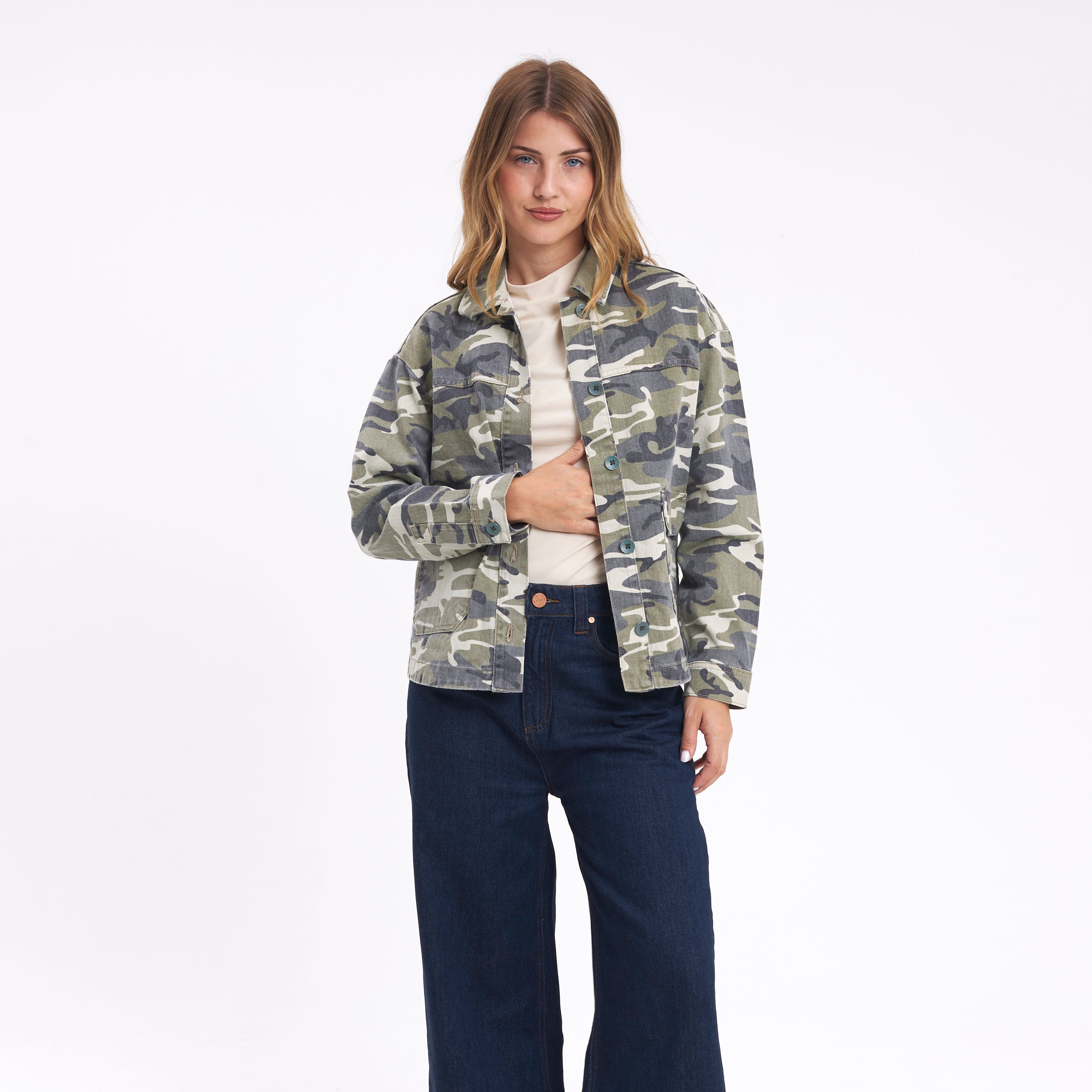 Camisa Ml Camo Mile Oversize Abbey Stone
