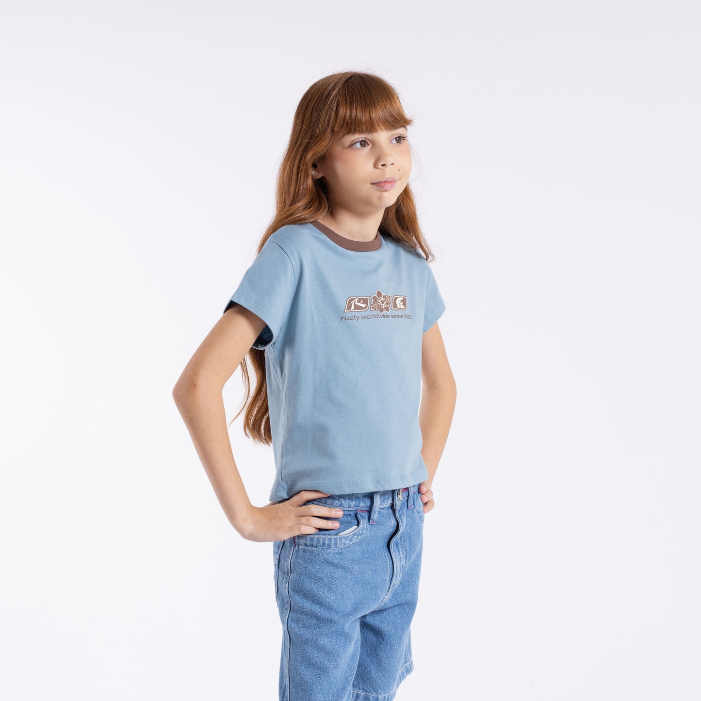 Remera Snapper Contrast Ringer Girls Kentucky Blue