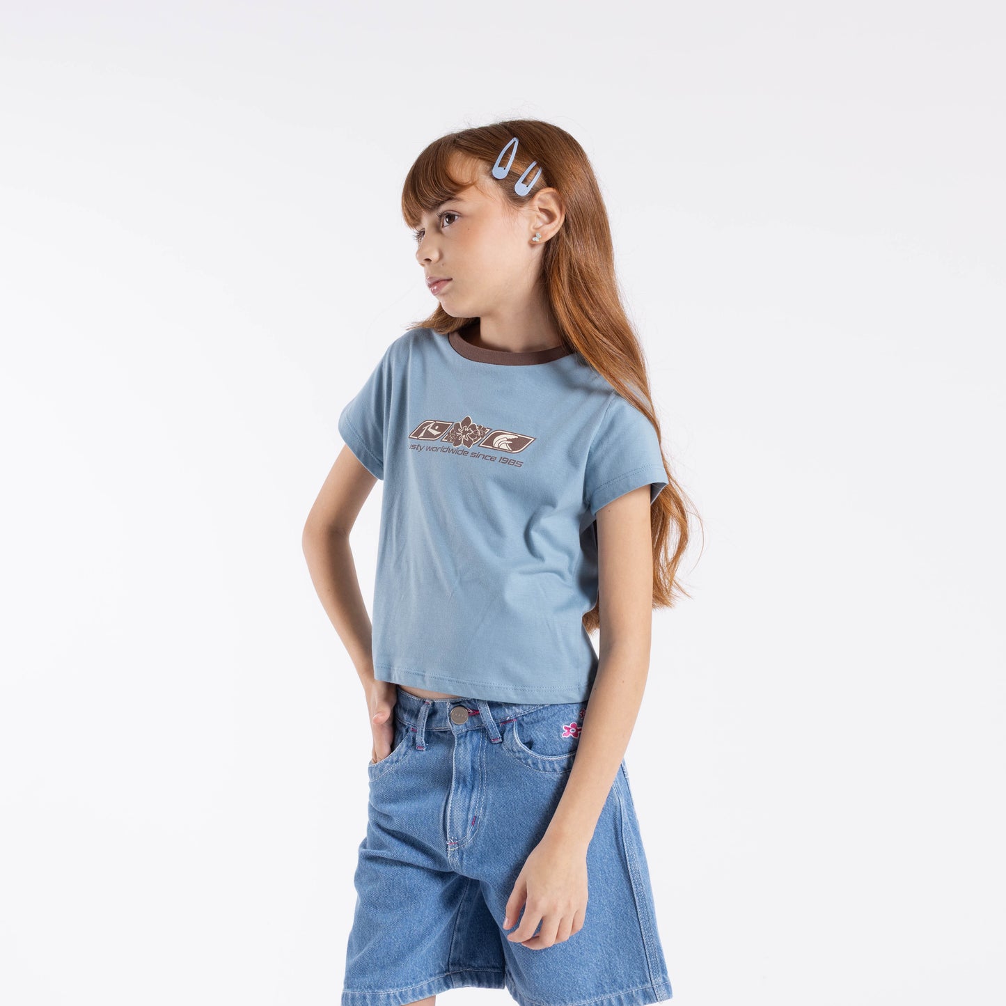 Remera Snapper Contrast Ringer Girls Kentucky Blue