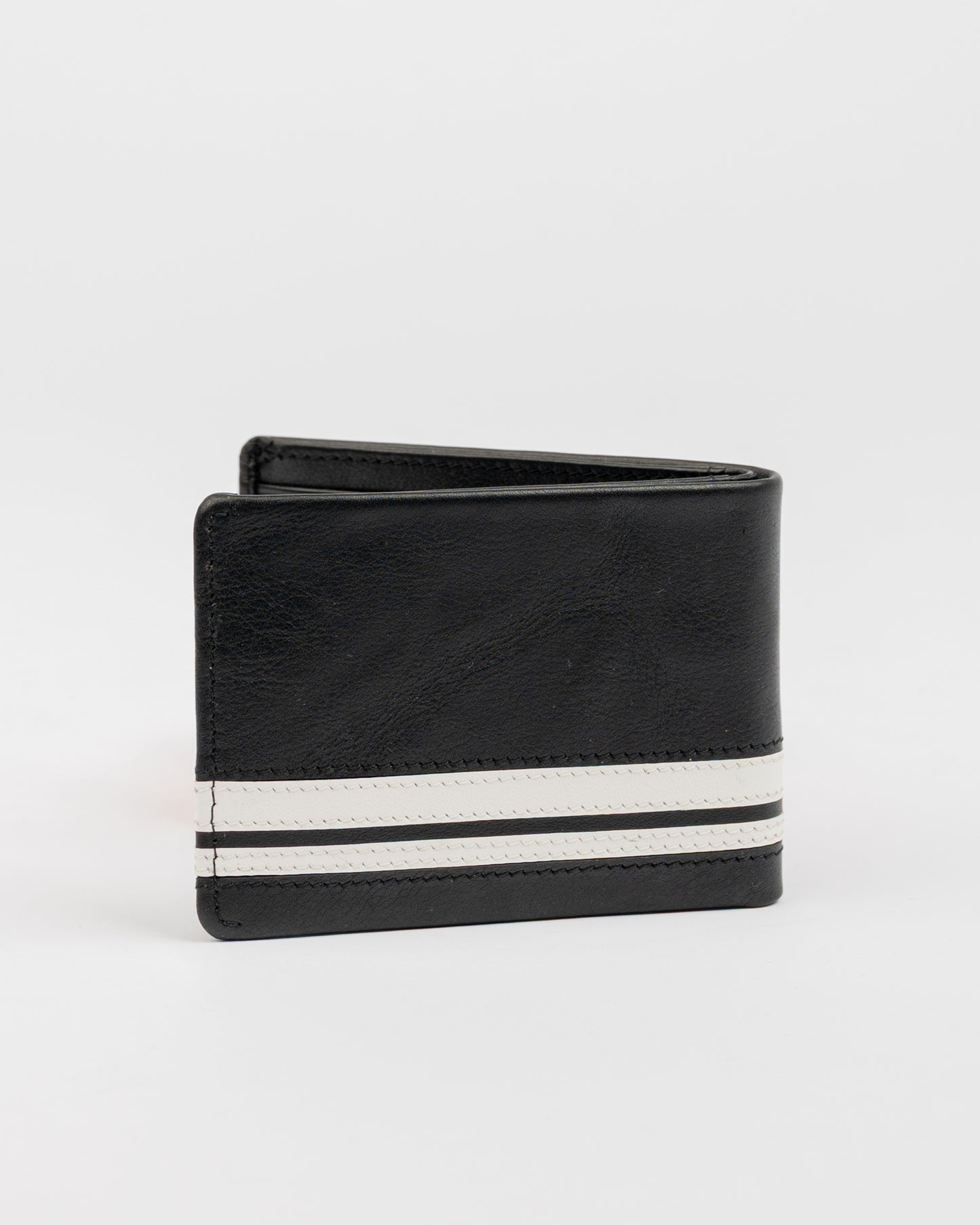 Billetera White Lines Leather Wallet Black