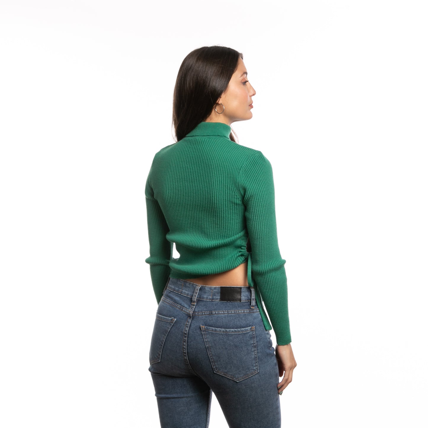 Sweater Gathered Hi Neck Knit