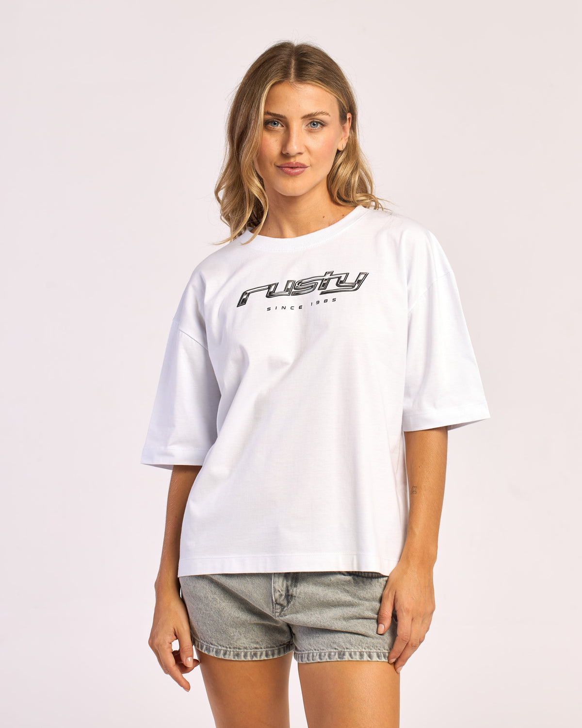 Remera Metallic Boxy White