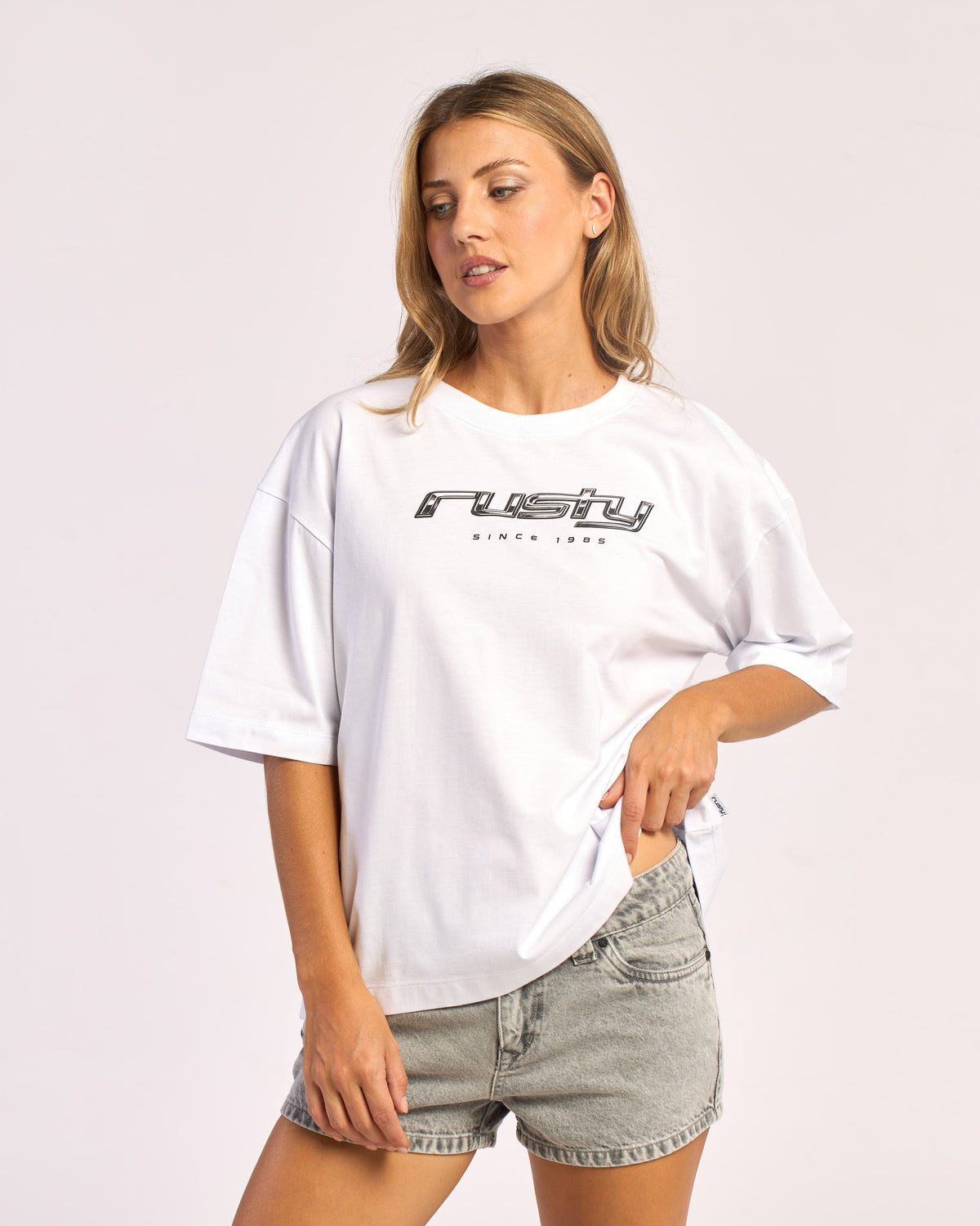 Remera Metallic Boxy White
