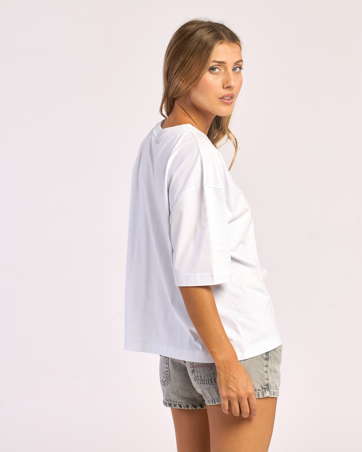 Remera Metallic Boxy White