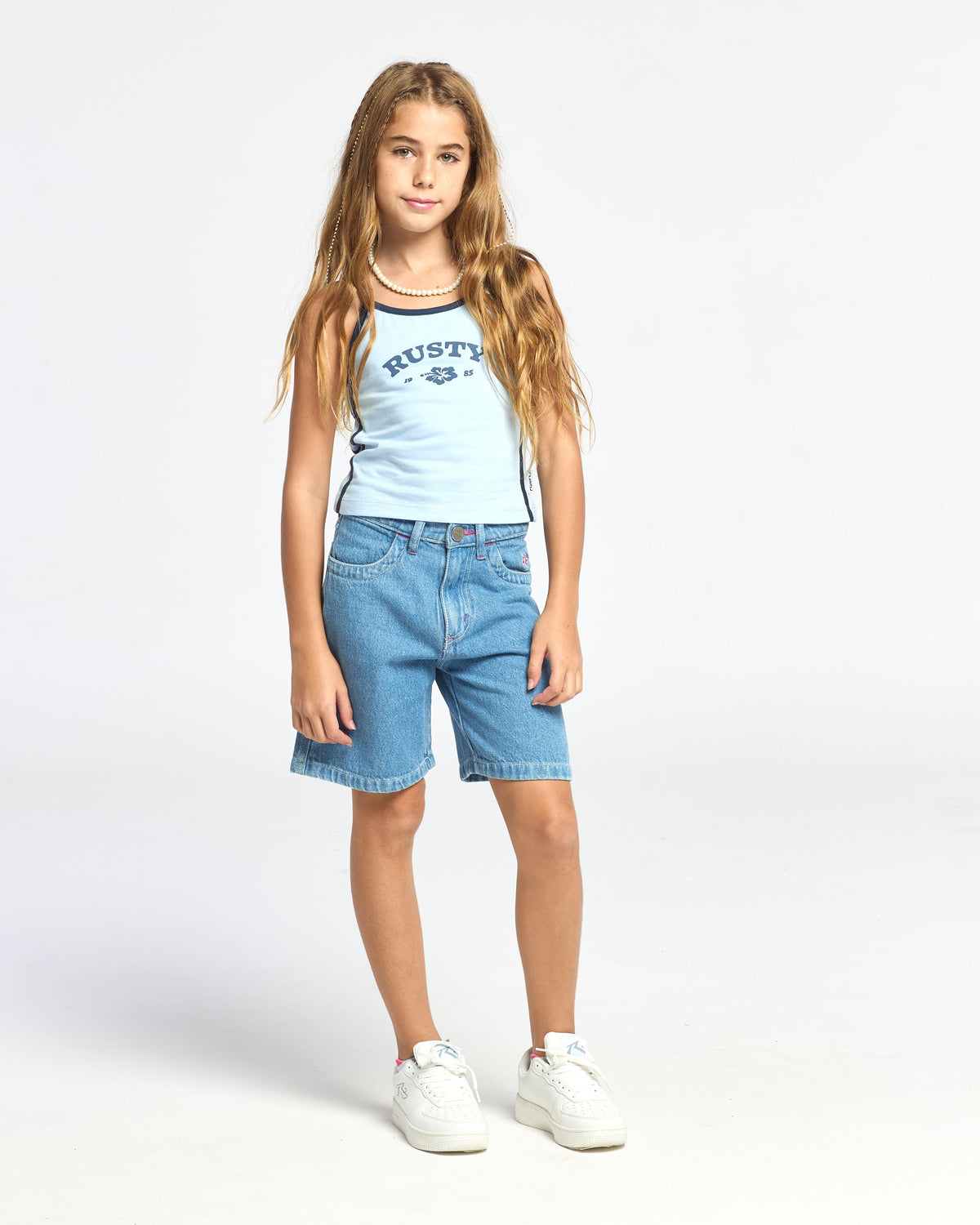 Musculosa Bella Tank Girls Retro Blue