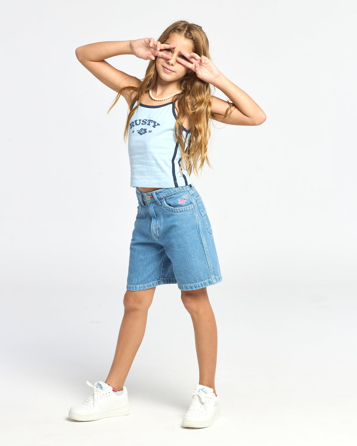 Musculosa Bella Tank Girls Retro Blue