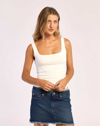 Musculosa Hanna Square Neck Tank White