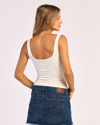 Musculosa Hanna Square Neck Tank White