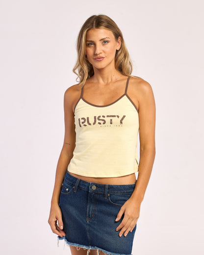 Musculosa Contrast Staple Tank Pale Banana