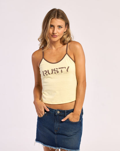 Musculosa Contrast Staple Tank Pale Banana