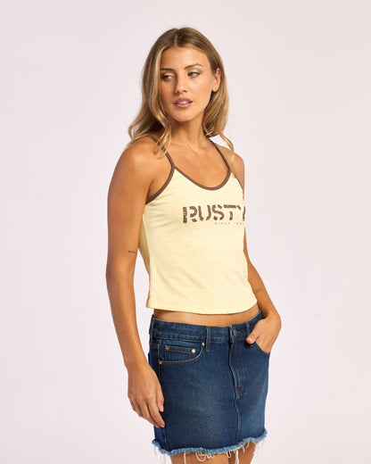Musculosa Contrast Staple Tank Pale Banana