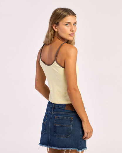 Musculosa Contrast Staple Tank Pale Banana