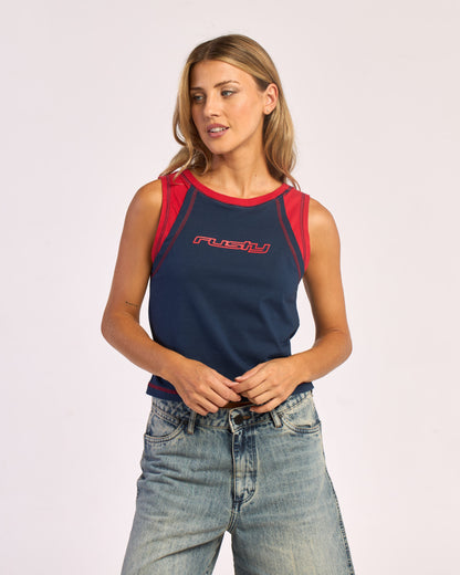 Musculosa Zing Zap Contrast Tank Navy