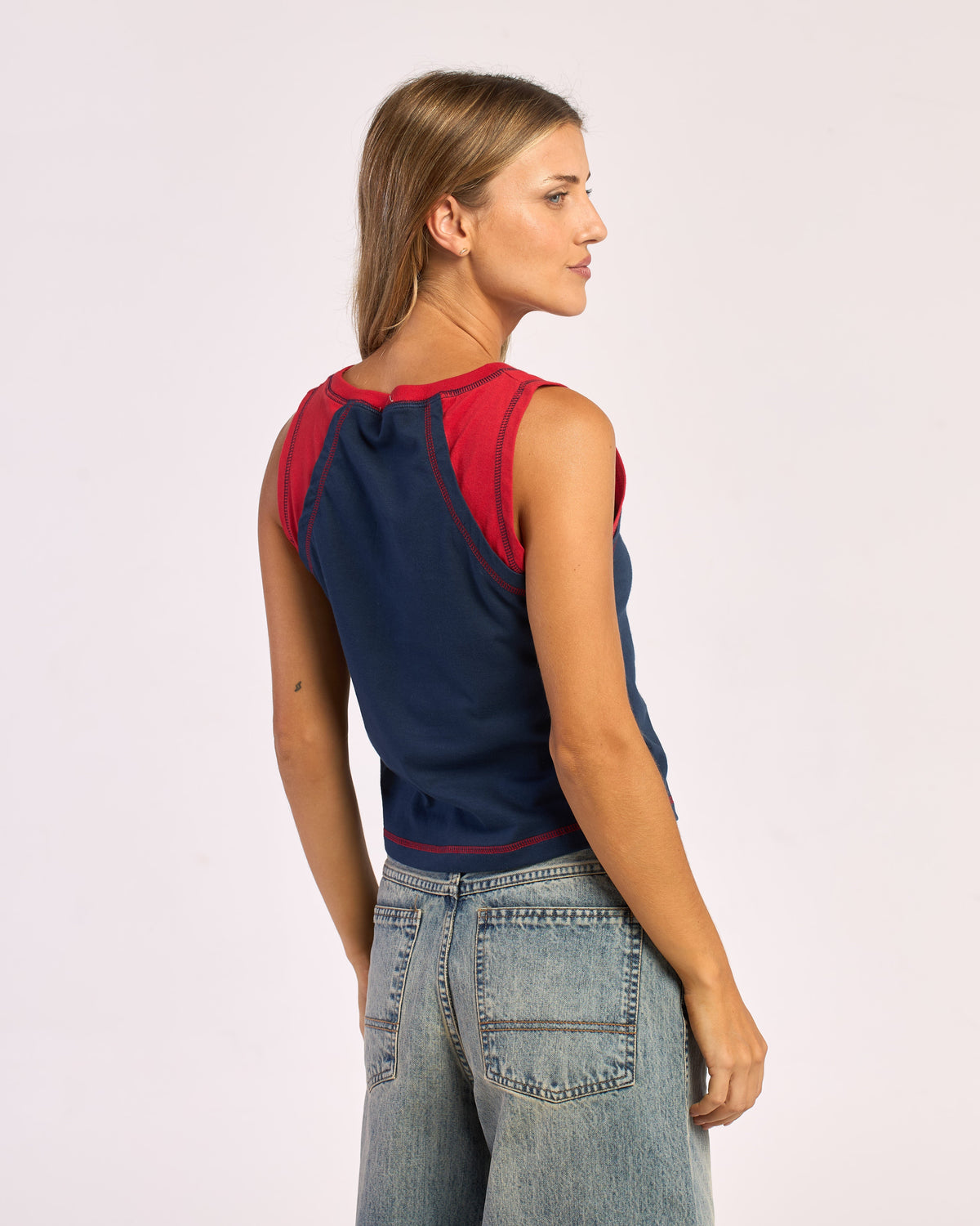 Musculosa Zing Zap Contrast Tank Navy