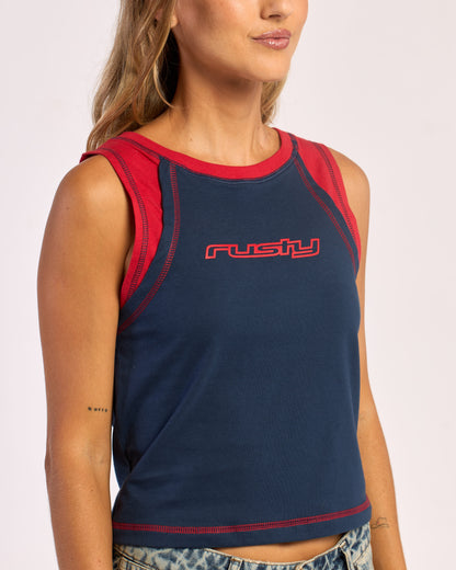Musculosa Zing Zap Contrast Tank Navy