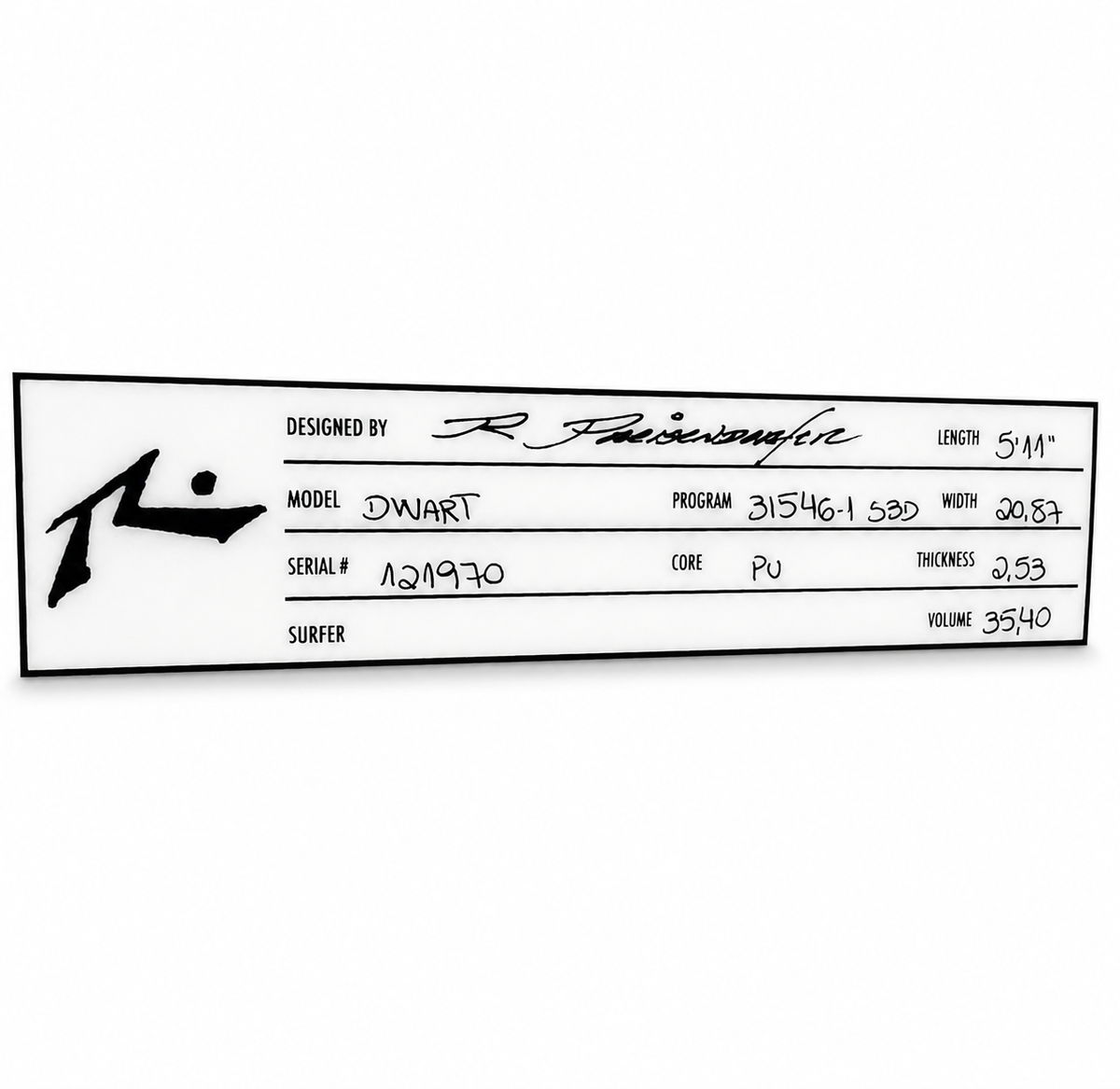 Surfboard Rusty DWART 5.11 Marron