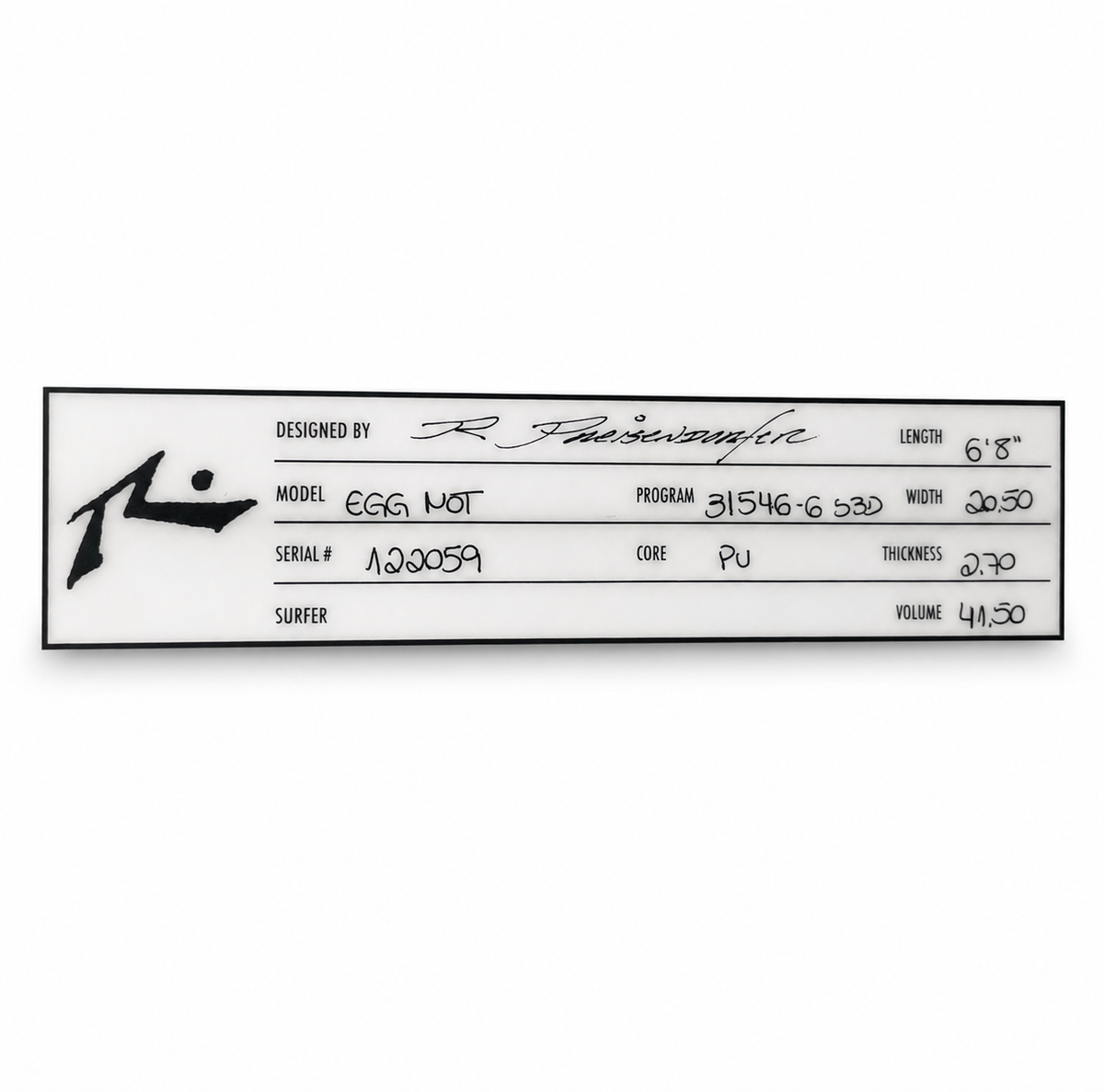 Surfboard Rusty EGG NOT 6.8 Blanca Round