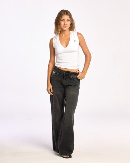 Jean Cyprus Black Low Rise Wide Blasted Black