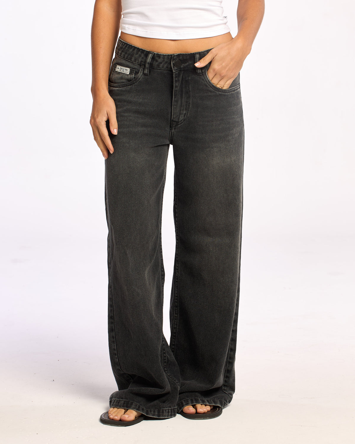 Jean Cyprus Black Low Rise Wide Blasted Black