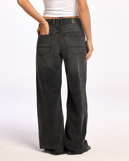 Jean Cyprus Black Low Rise Wide Blasted Black