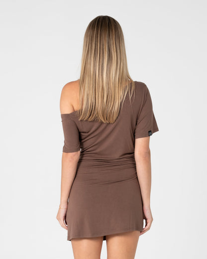 Vestido Sally Slouch Off Shoulder Pinecone