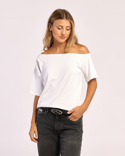 Fashion Top Sally Slouch Off Shoulder Top Off White