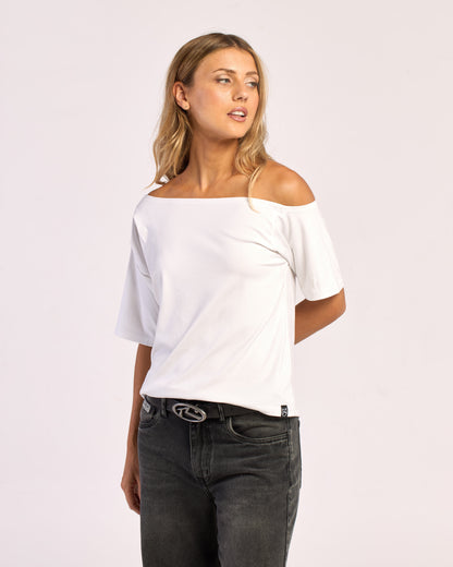 Fashion Top Sally Slouch Off Shoulder Top Off White
