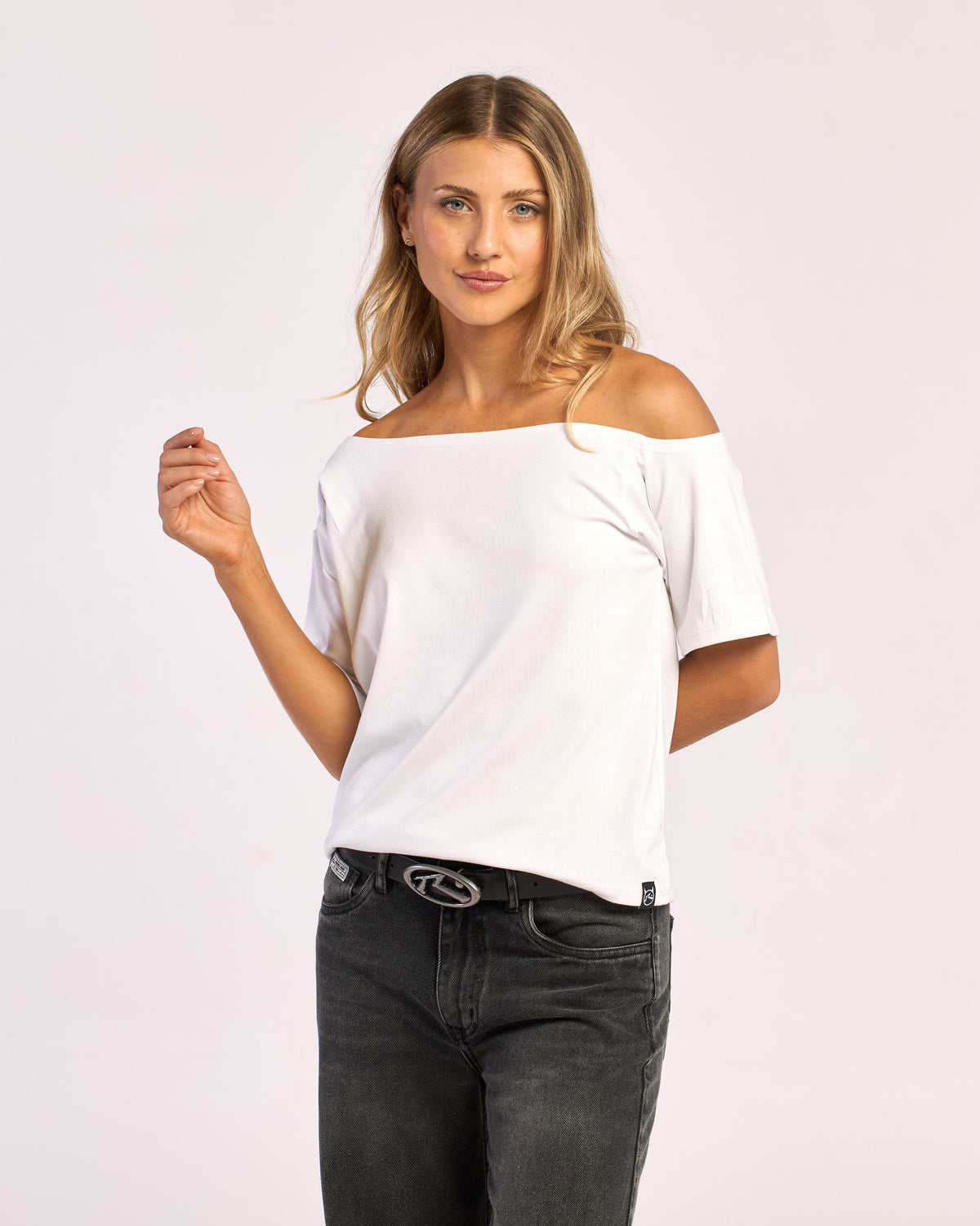 Fashion Top Sally Slouch Off Shoulder Top Off White
